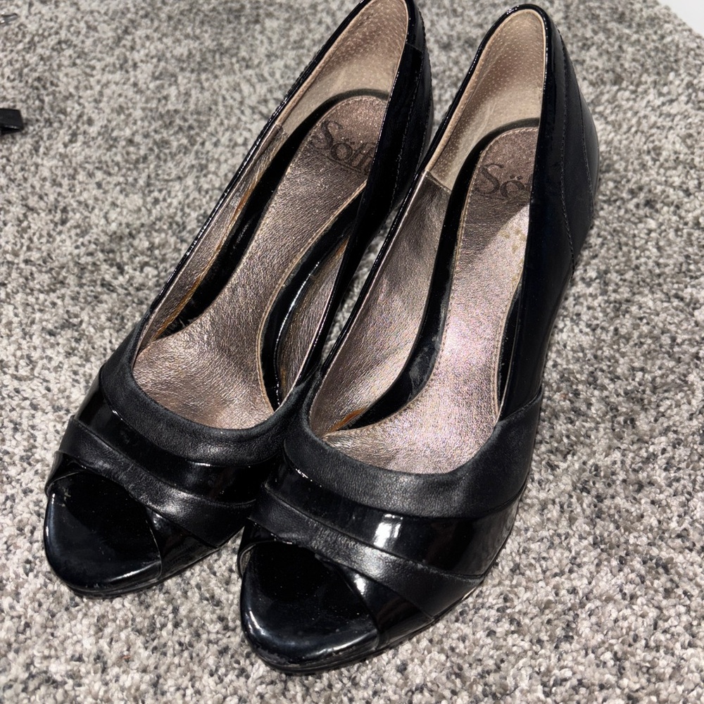 Sofft Black Accent Peep-Toe Heels